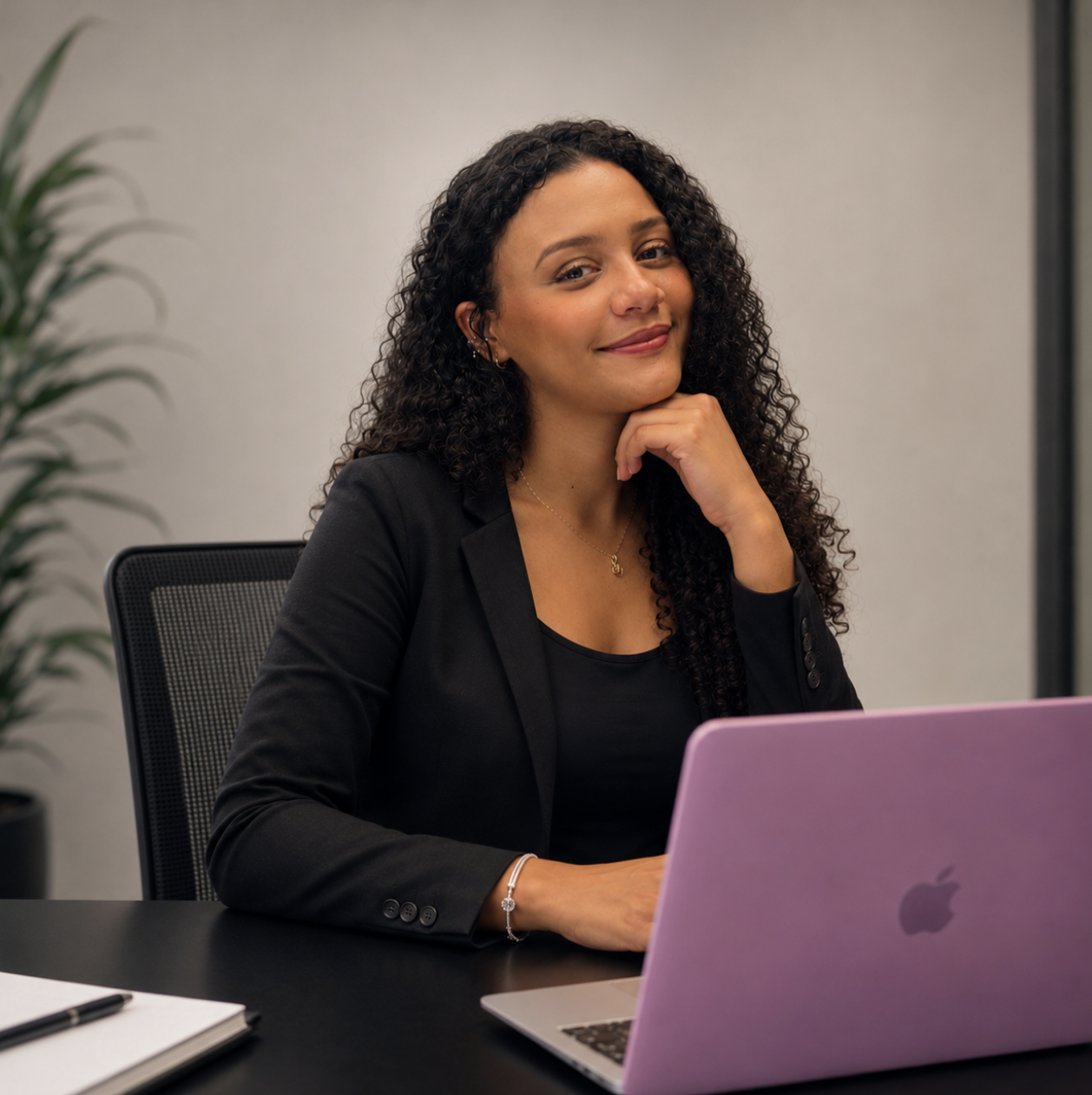 Nathaly Wildman en su escritorio